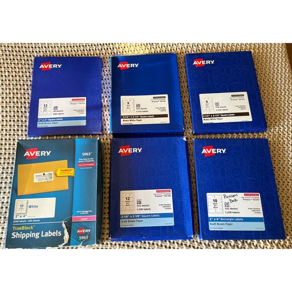 Lot of 6PKS of Avery Blank Labels - Assorted Sizes - Weighs over 16lbs - Picture 1 of 9